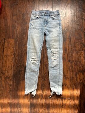 American Eagle Outfitters Light Blue Skinny Ripped Jeans